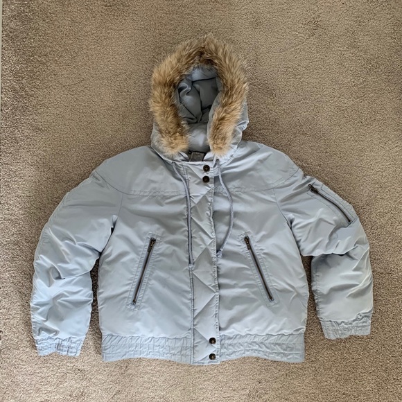 Michael Kors Kids Blue Fur Hood Jacket - Picture 1 of 6